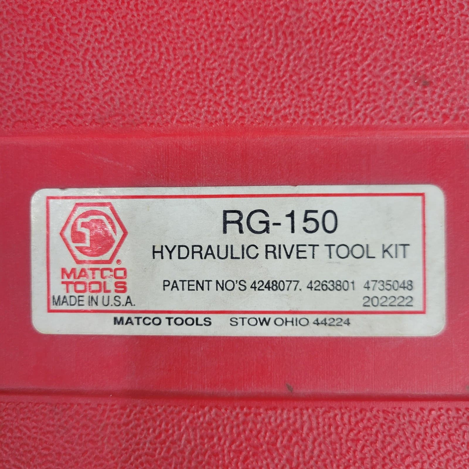 Matco RG-150 Hydraulic Rivet Tool Kit + MAC Tools Air Riveter Made USA Set Lot 5