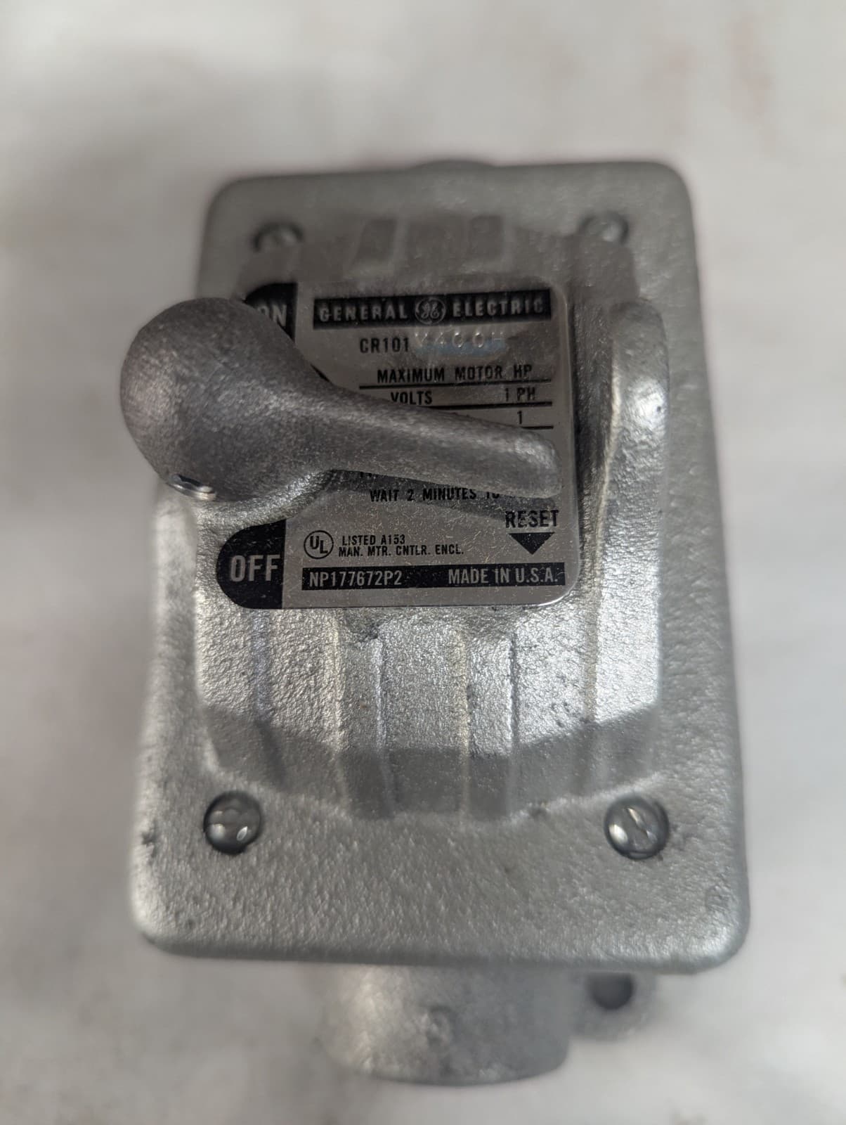 GE # CR101Y400H / MAN MOTOR STARTER, (HAZARDOUS LOCATION). 1 HP, 125/230 VOLTS. 4