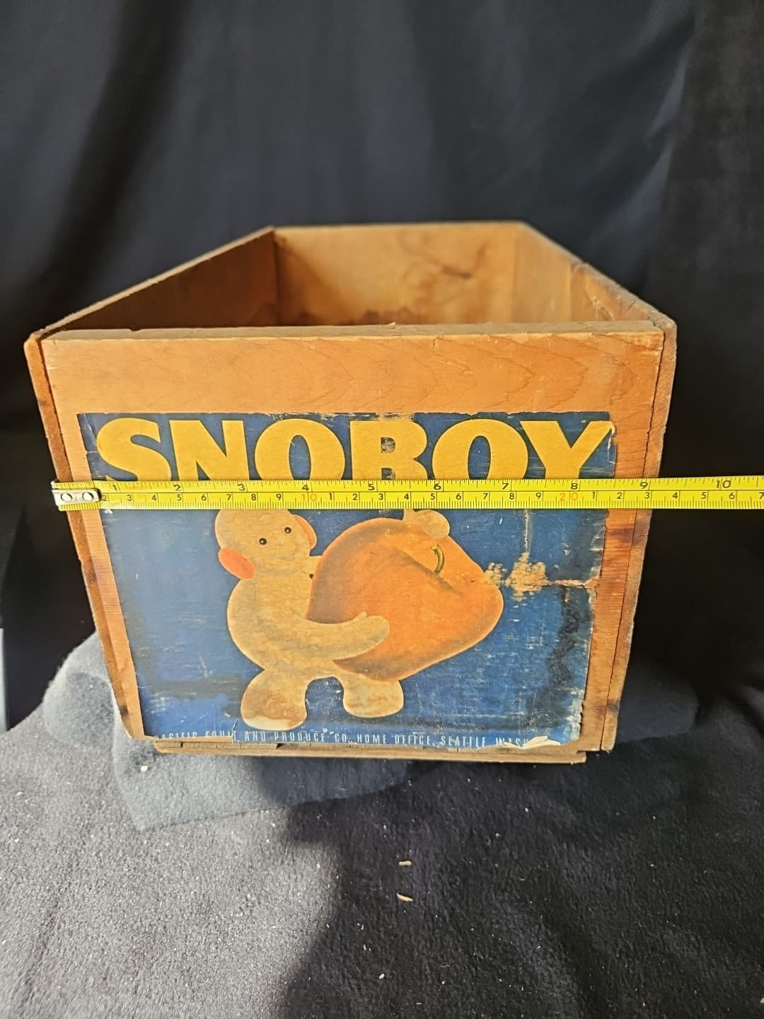 Vintage SnoBoy 1 Bushel Wooden Apple Crate Wooden Box 6