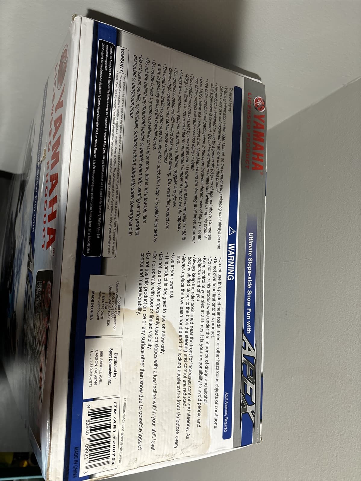 NEW Yamaha Apex Snow Bike Sled with Steering Wheel and Foot Brakes BLUE *READ* 6