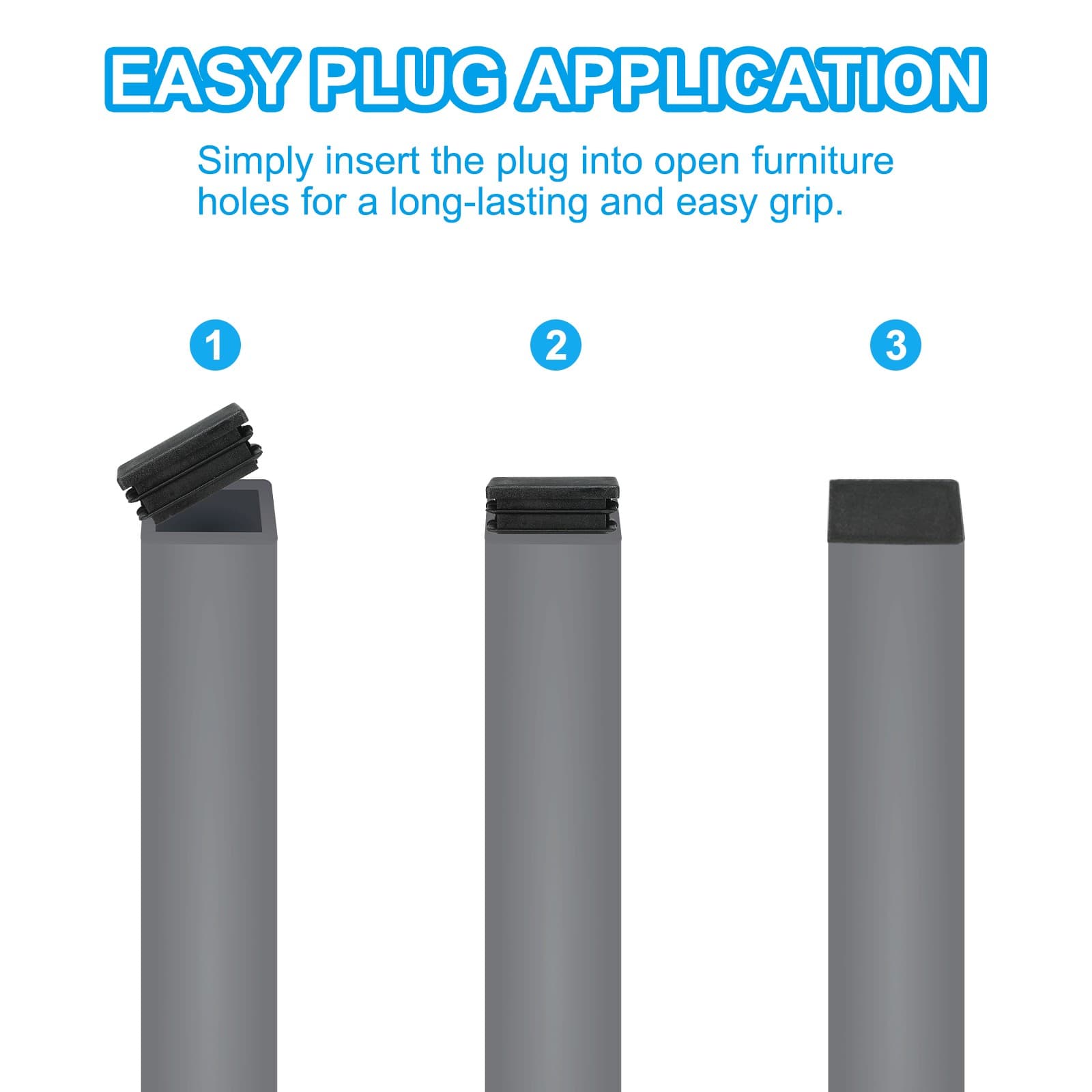 1/2"x1/2" Plastic Tubing End Caps, 20Pcs Square Hole Plug Insert, Black 5