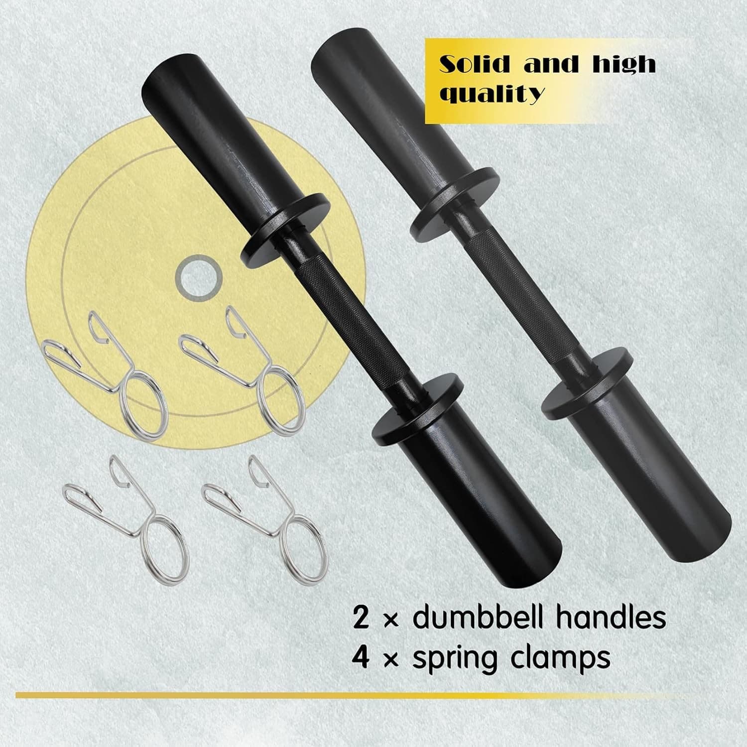 16" Olympic Dumbbell Handles, Loadable Dumbbells 16 inches x 2 inches, Black  6