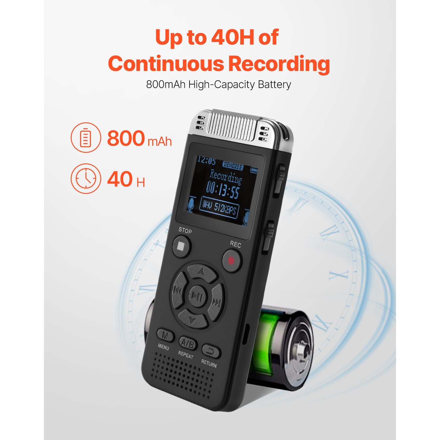 Digital Voice Recorder 128GB Voice Activated Audio Recorder with Playback 3