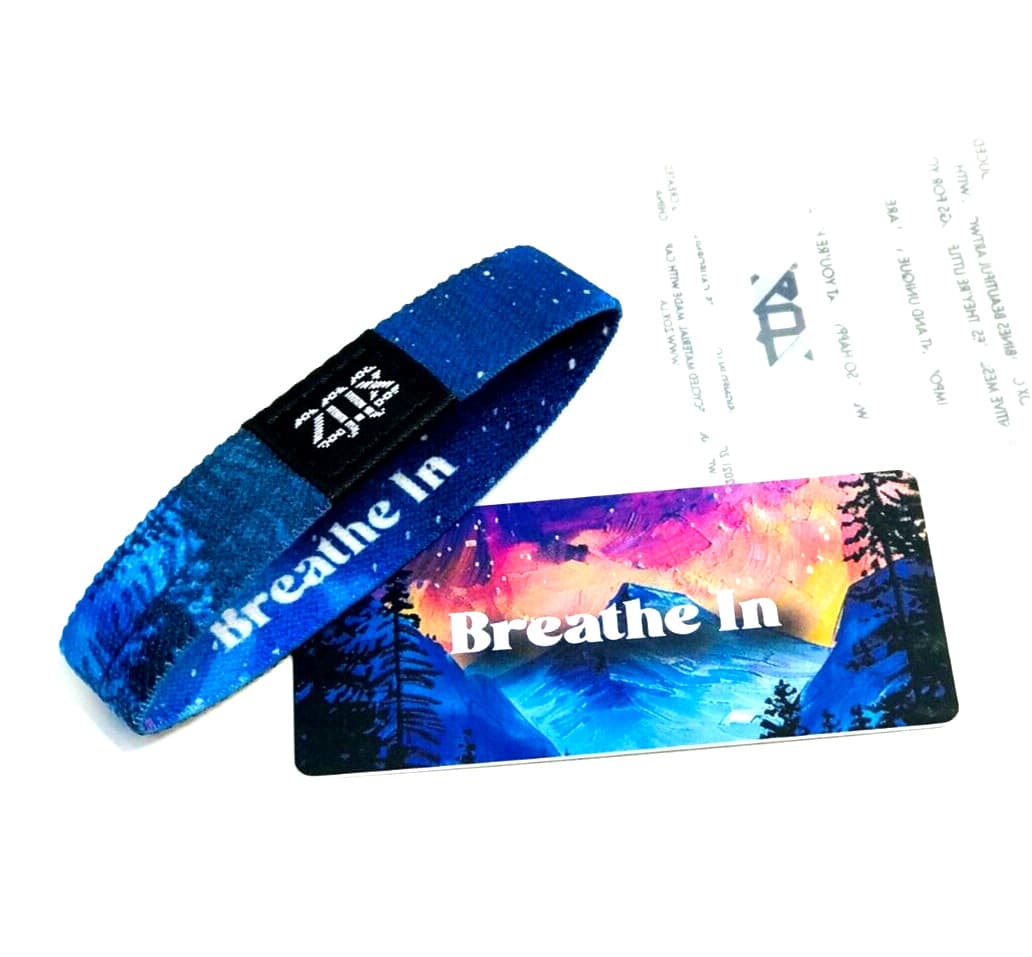 ZOX **BREATHE IN** Silver Single Small NIP Wristband w/Card 2