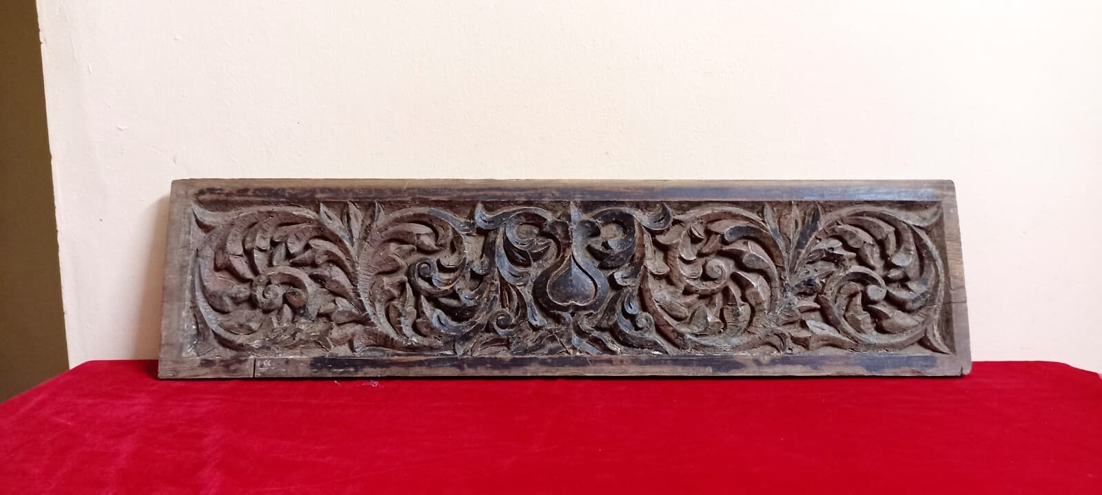 Hand Carved Teakwood Floral Plaque Pillar Door Window Antique Vintage Wall Panel 2