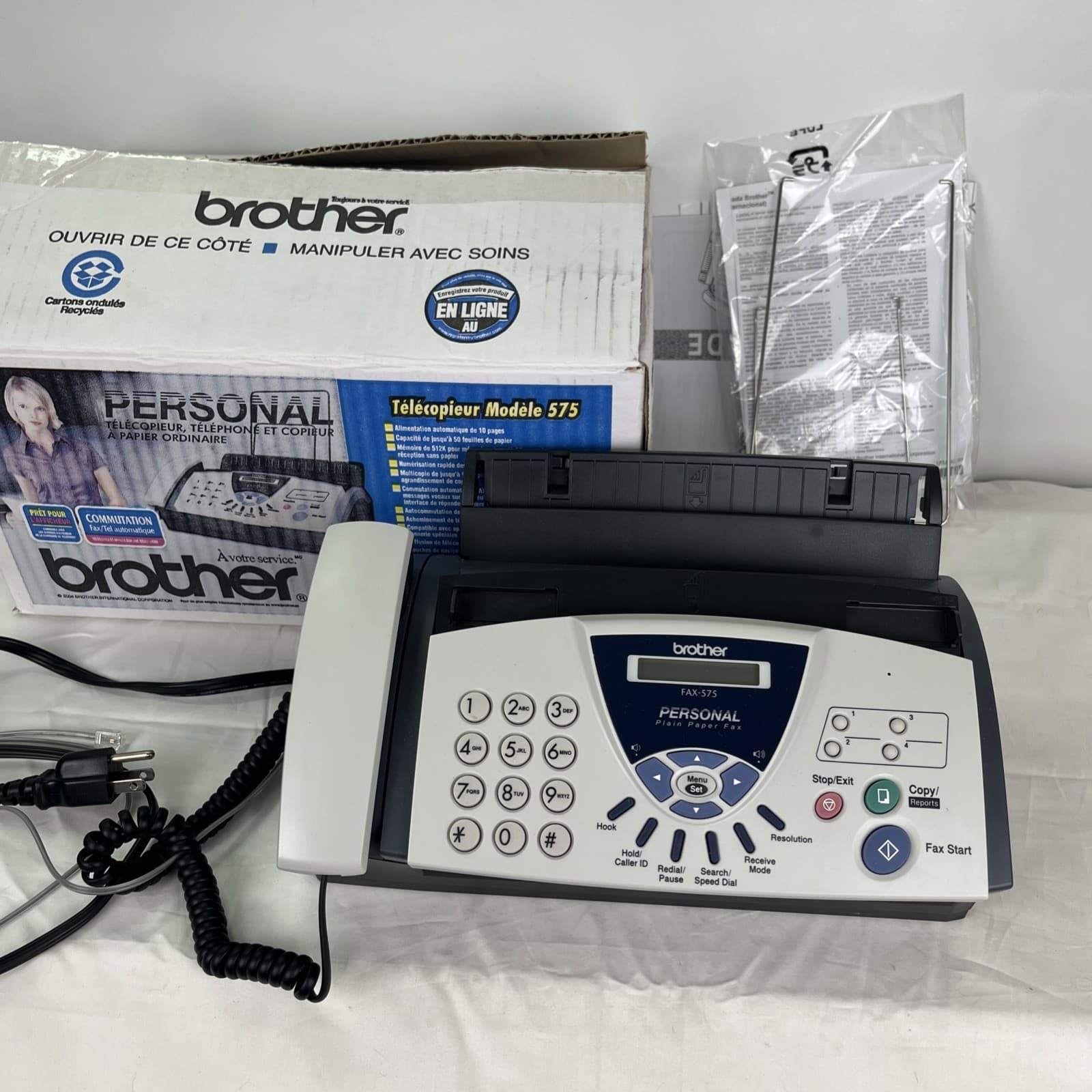 Brother FAX-575 Personal Fax Machine and Copier Vintage W/Original Box Tested