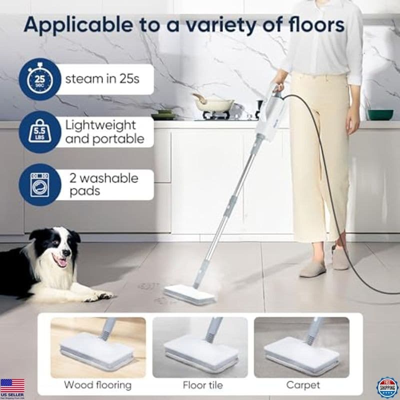 6-in-1 Steam Mop & Cleaner with Handheld Attachments for Hardwood, Windows, 5