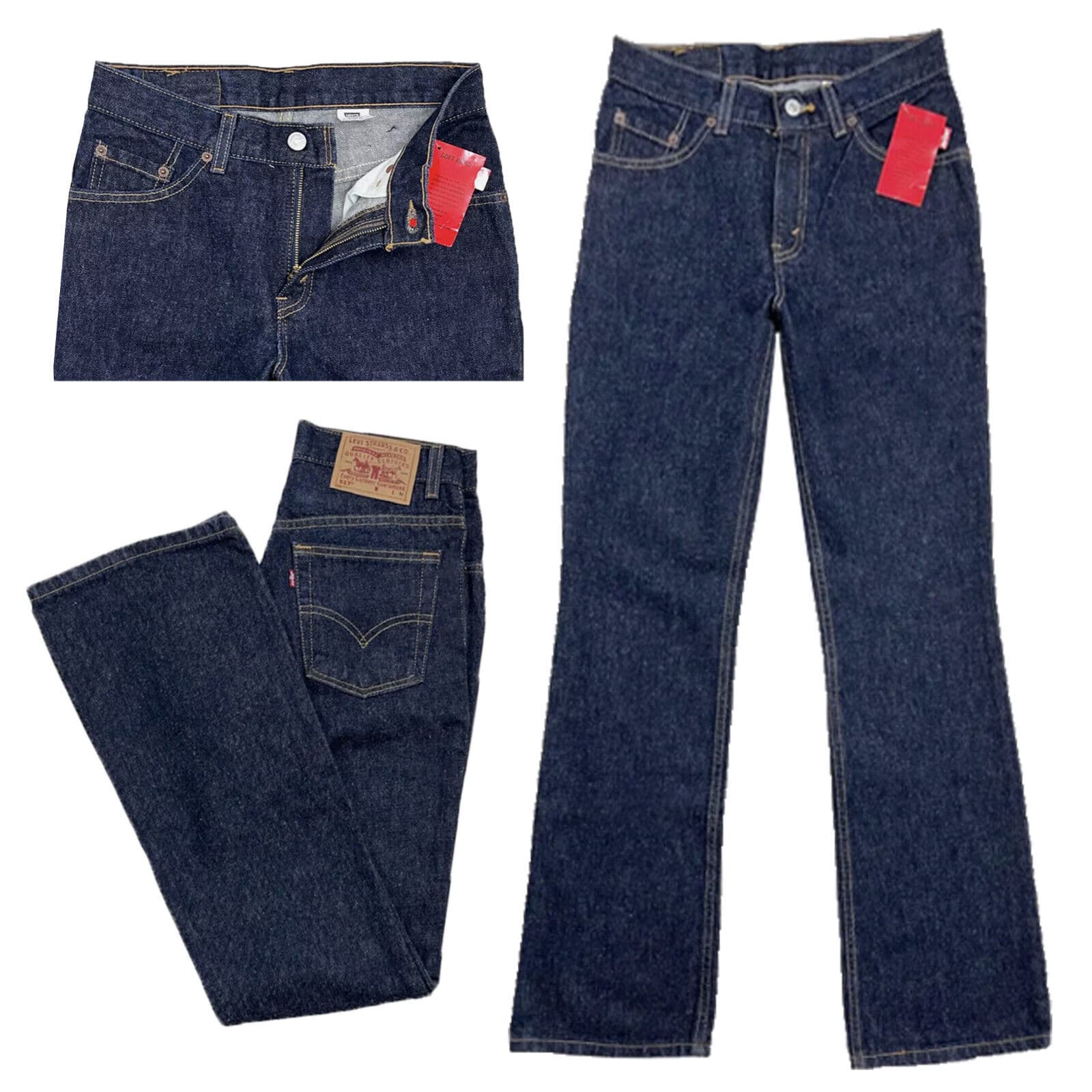 Levis 517 Boot Cut Retro Vintage Style Denim Blue Jeans Slim Fit JR Girls Womens