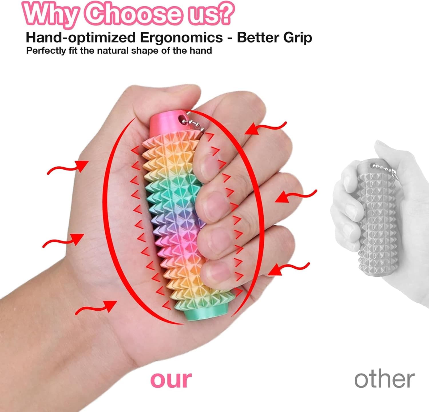 Little Ouchies Pain Stim Fidget Toys,Spiky Grippy Keychain, Rainbow  3