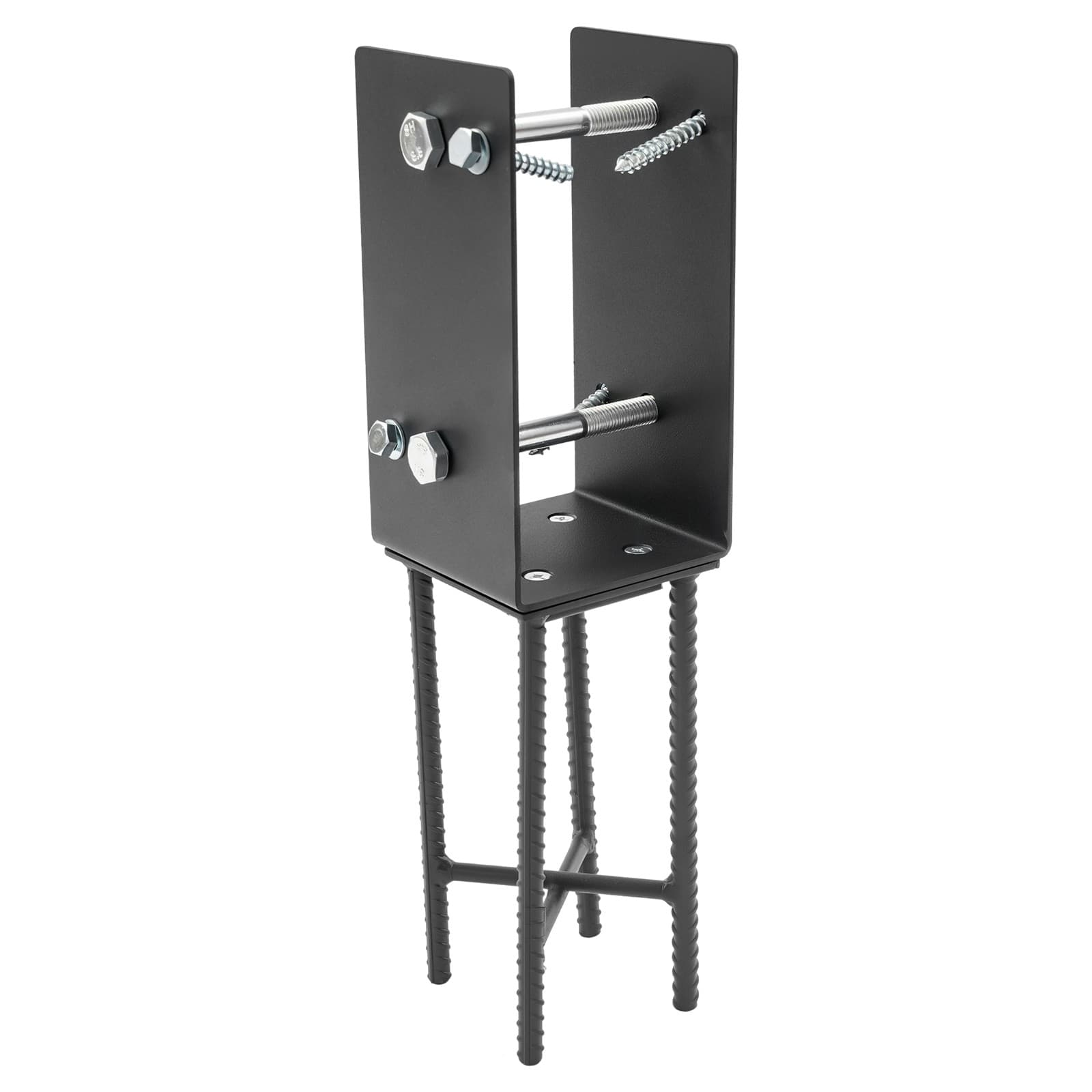 U-Shaped Carbon Steel Post Base Holder for Concrete Foundations - Black 6