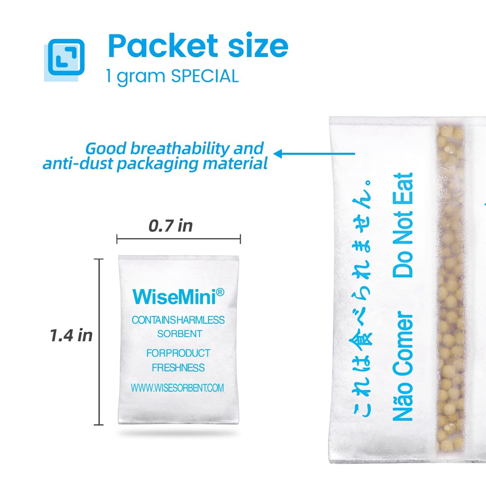 1 Gram Molecular Sieve Packets, 100 Pack Tyvek Dessicant Packets Food Grade 2