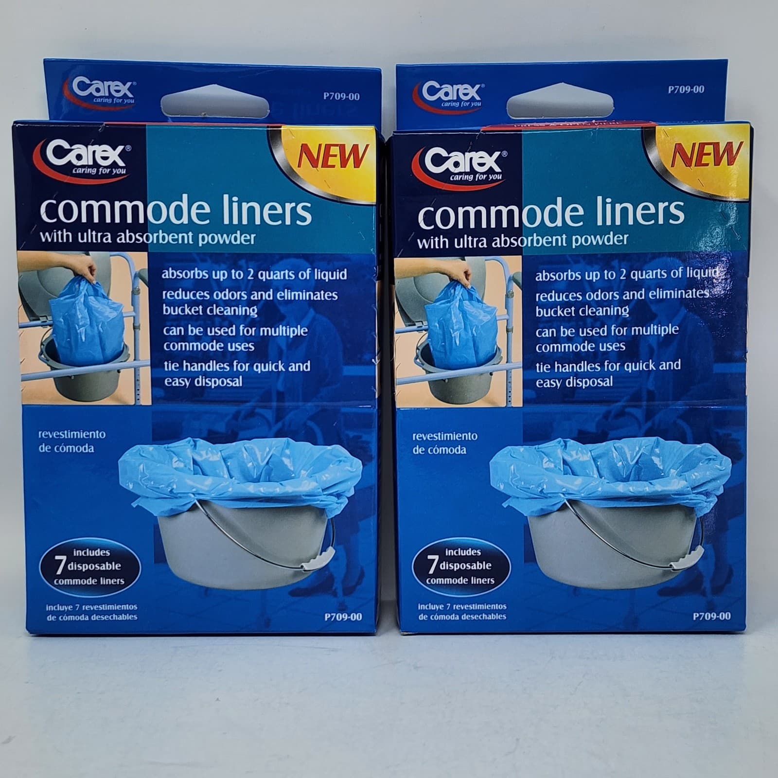Carex Commode Liners Holds 2 Quarts Liquid, 2 Packs of 7 ea (14 Total Liners)