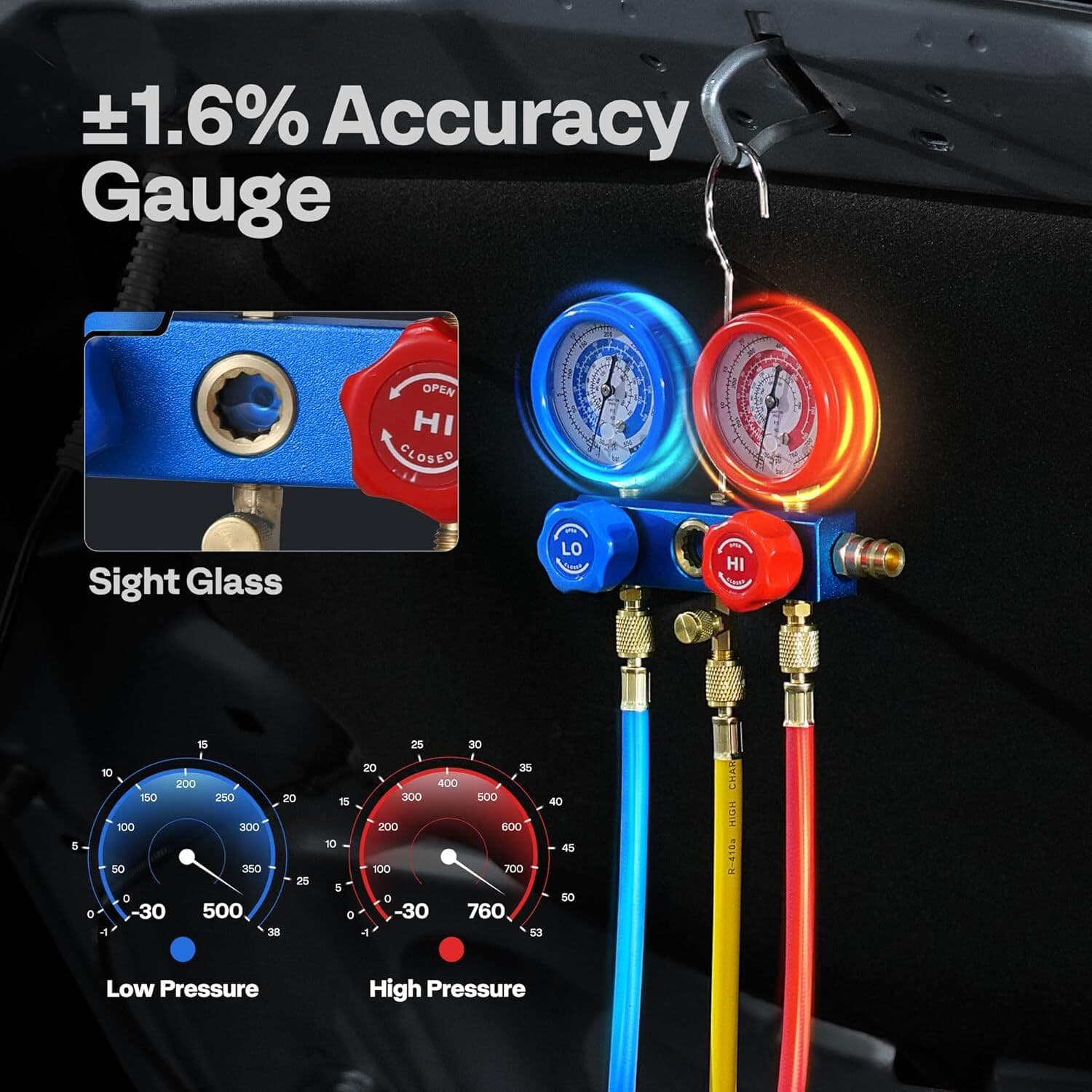 4 CFM Vacuum Pump HVAC Refrigeration AC Manifold Gauge R134A R502 Kit ETL Listed 6