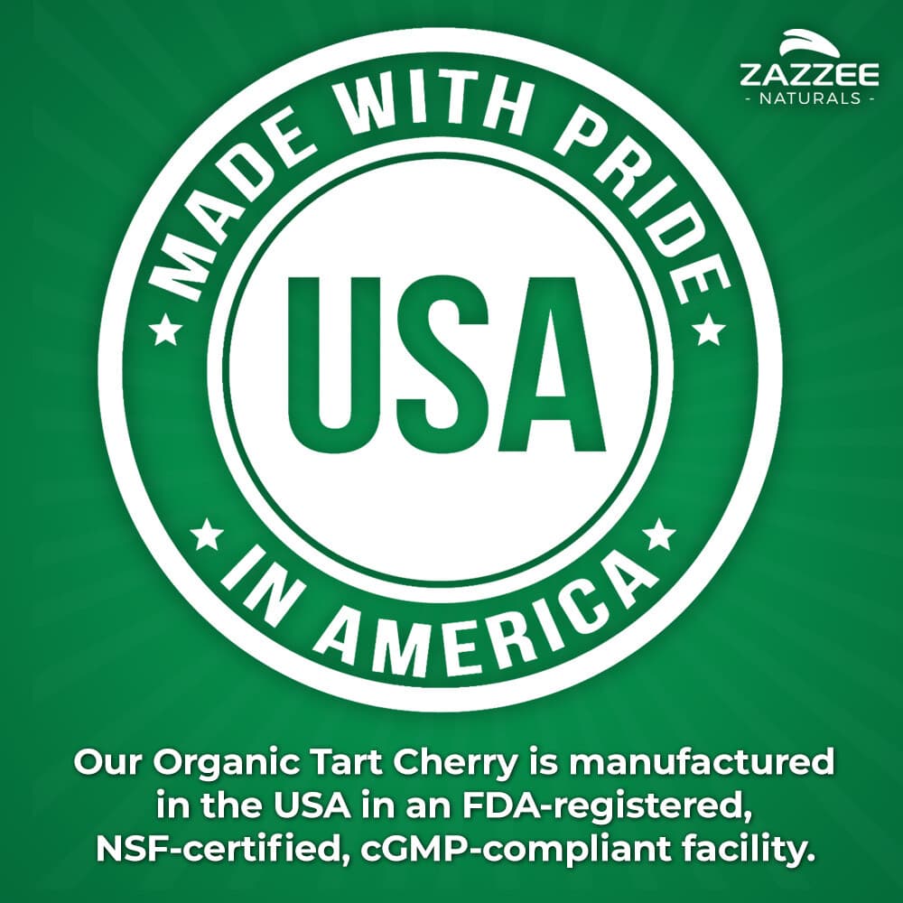 USDA Organic Tart Cherry Extract 120 Count Vegan 3000 mg Strength 10:1 Uric Acid 5