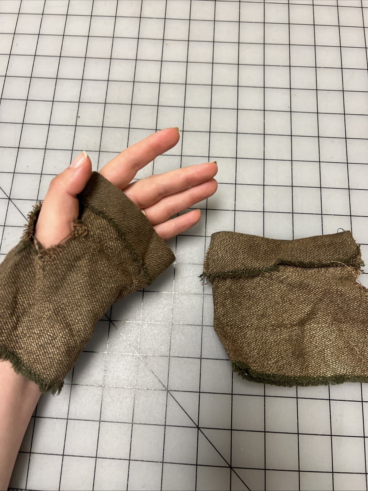 18th Century era Rough Fingerless Mitts out of Scraps, "Turn" TV Costume #118 2