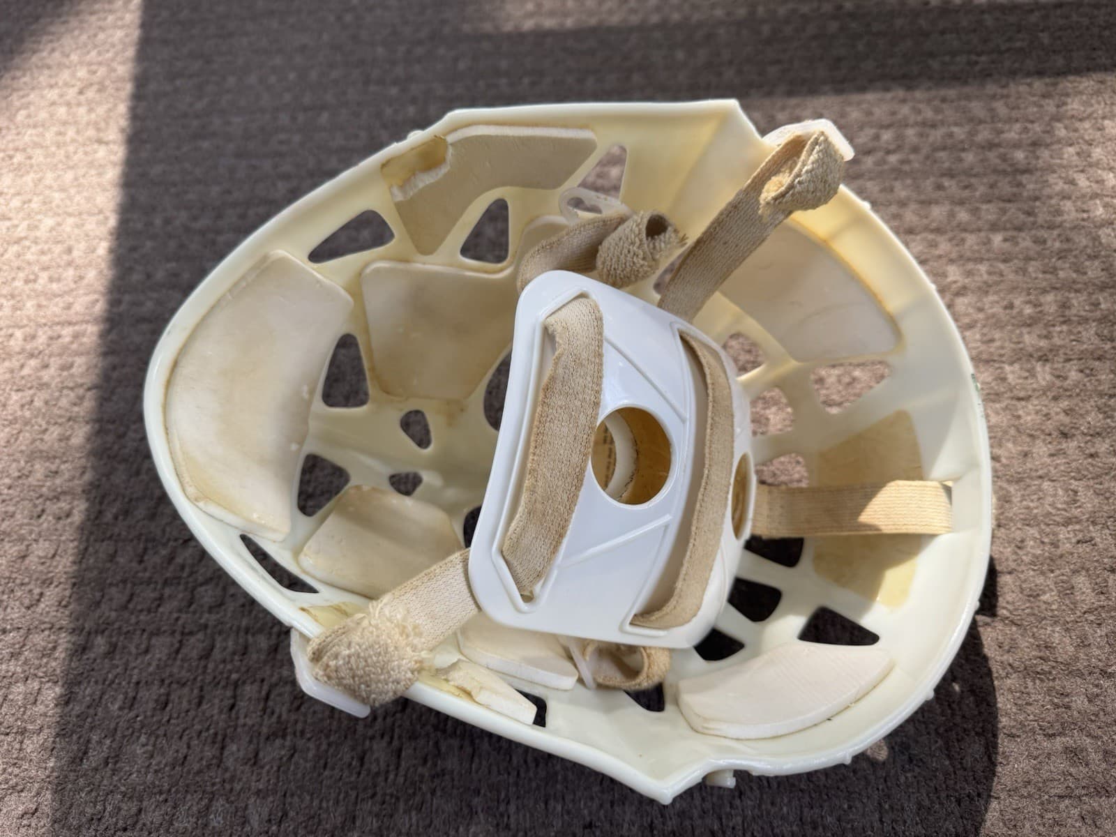 Vintage 1970s MYLEC Adult Goalie Hockey Mask w/ Backplate, Jason Friday The 13th 3