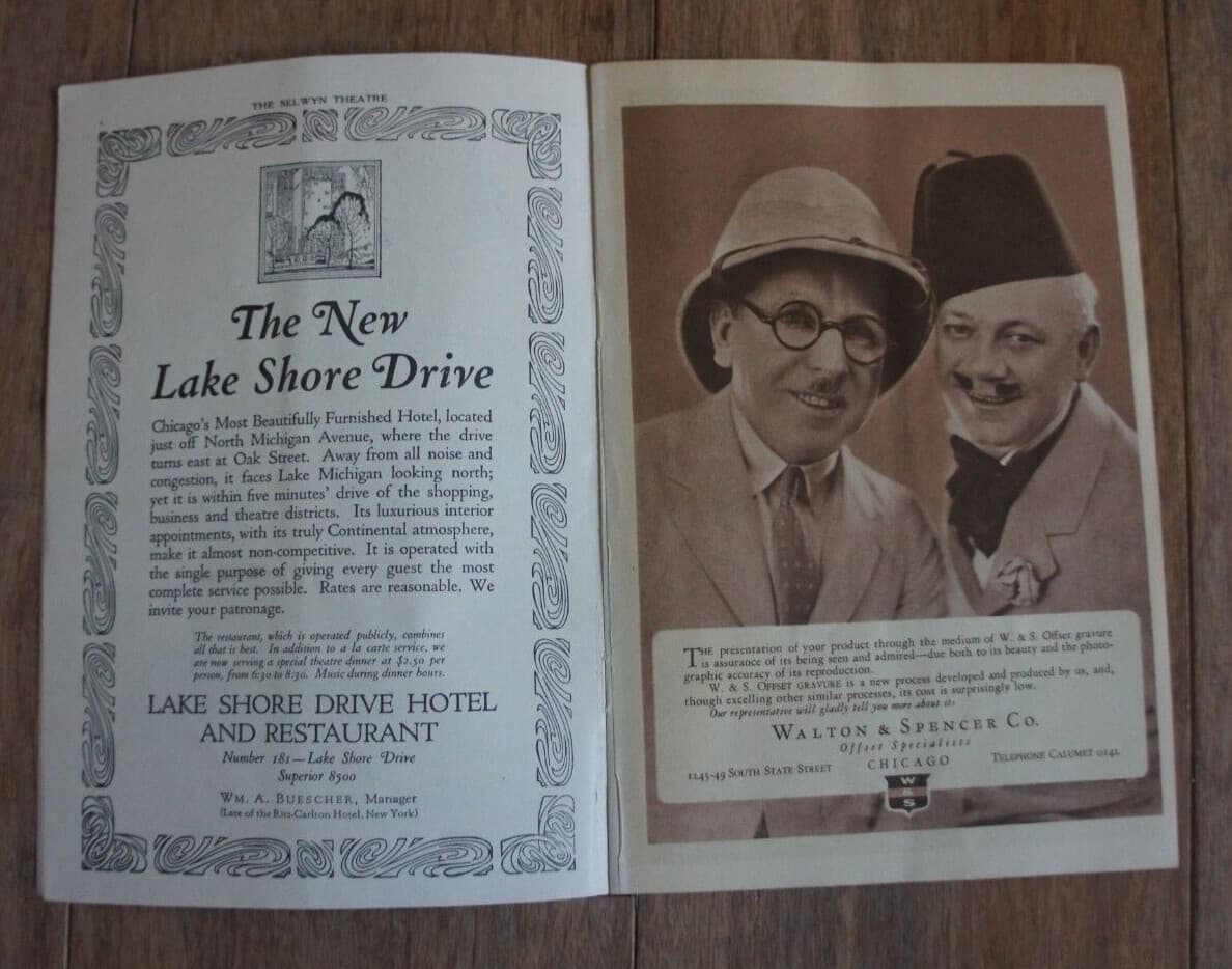 Antique 1924 THE SELWYN THEATRE Program Duncan Sisters TOPSY AND EVA Chicago Ads 3