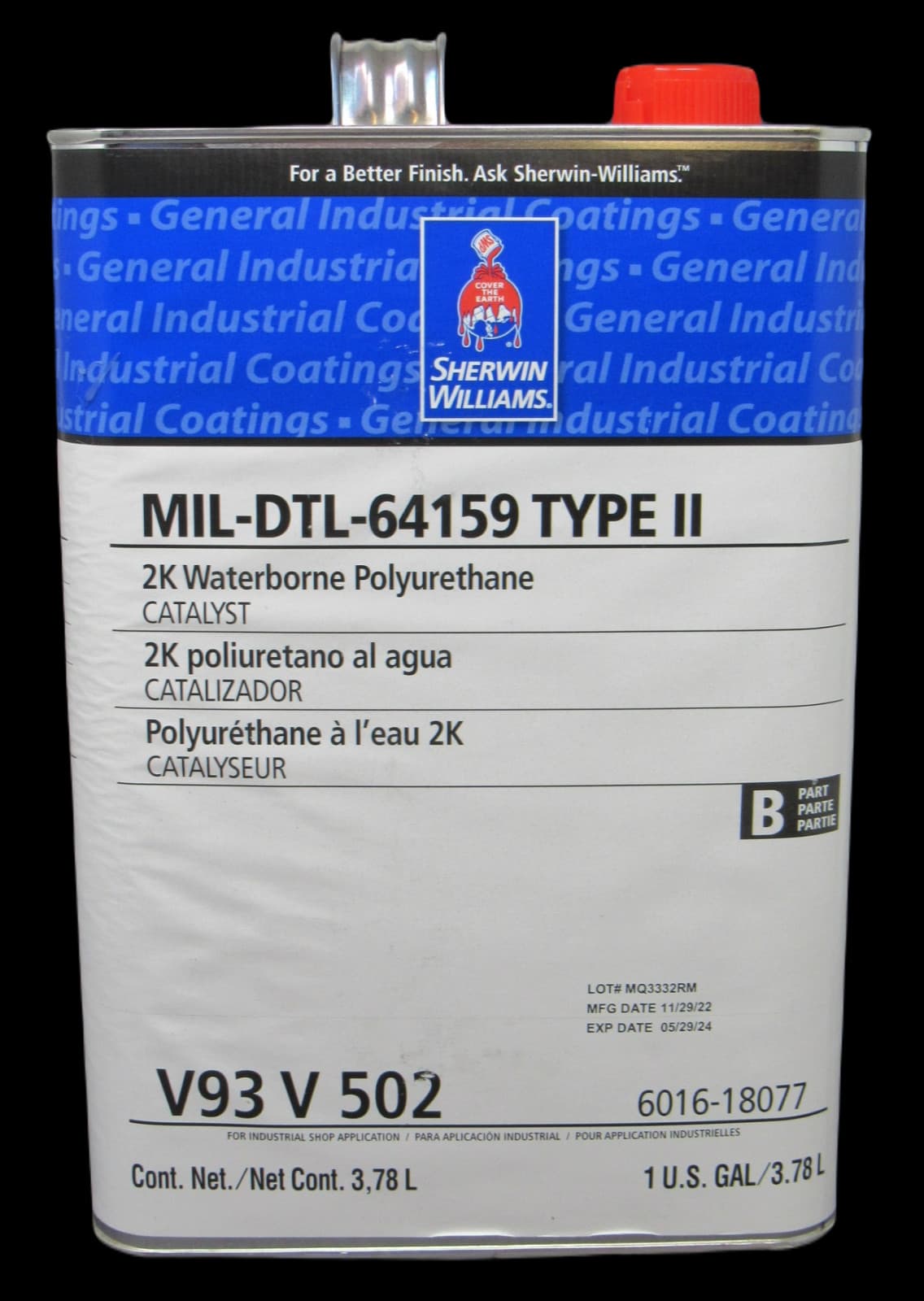Sherwin Williams 1 GALLON V93V502 Catalyst for F93 MIL-DTL-64159B Polyurethane +