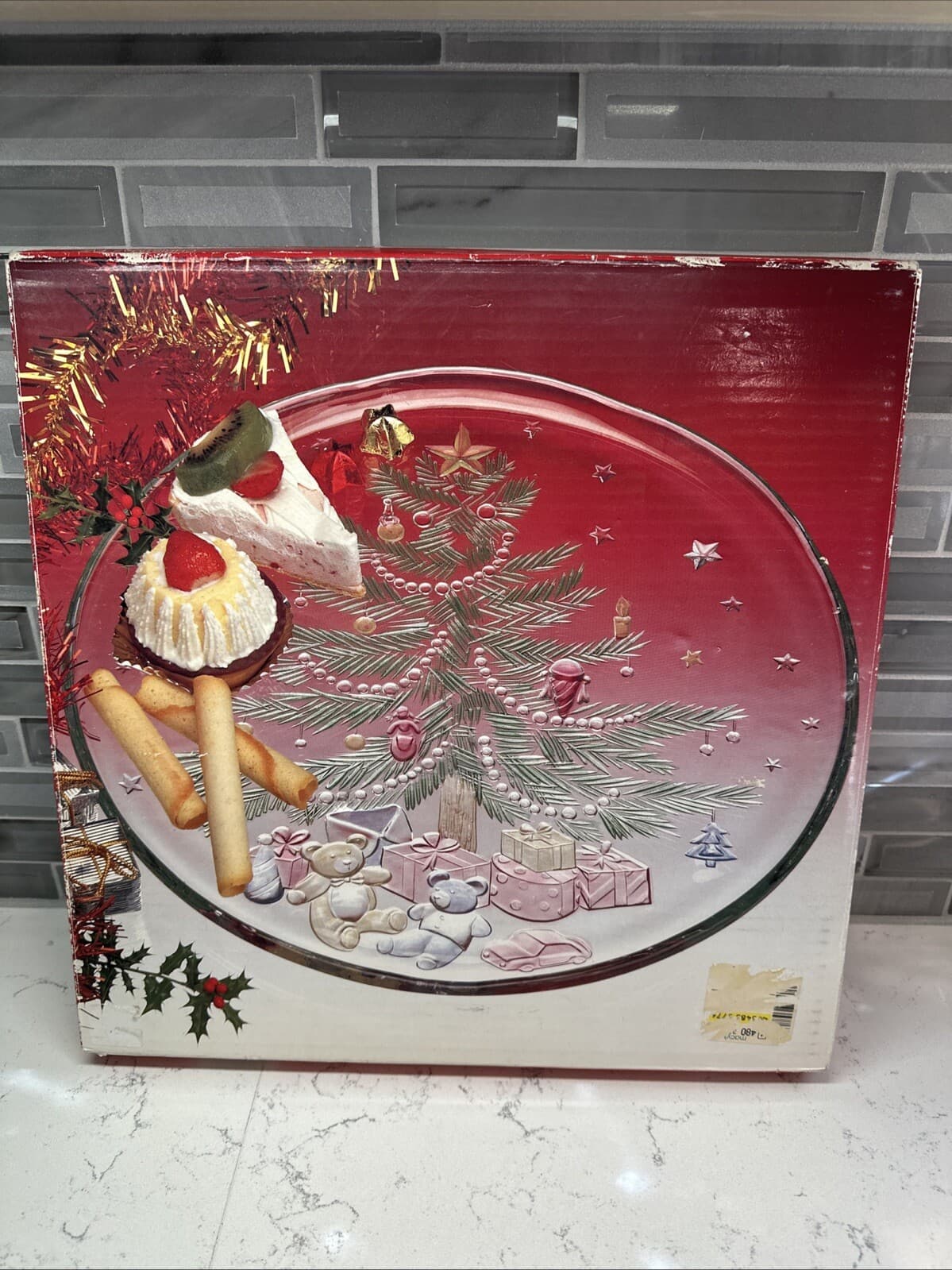 VTG MIKASA Japan Crystal Christmas Eve 13.5” Hostess Platter WY093/601 EUC Boxed 2