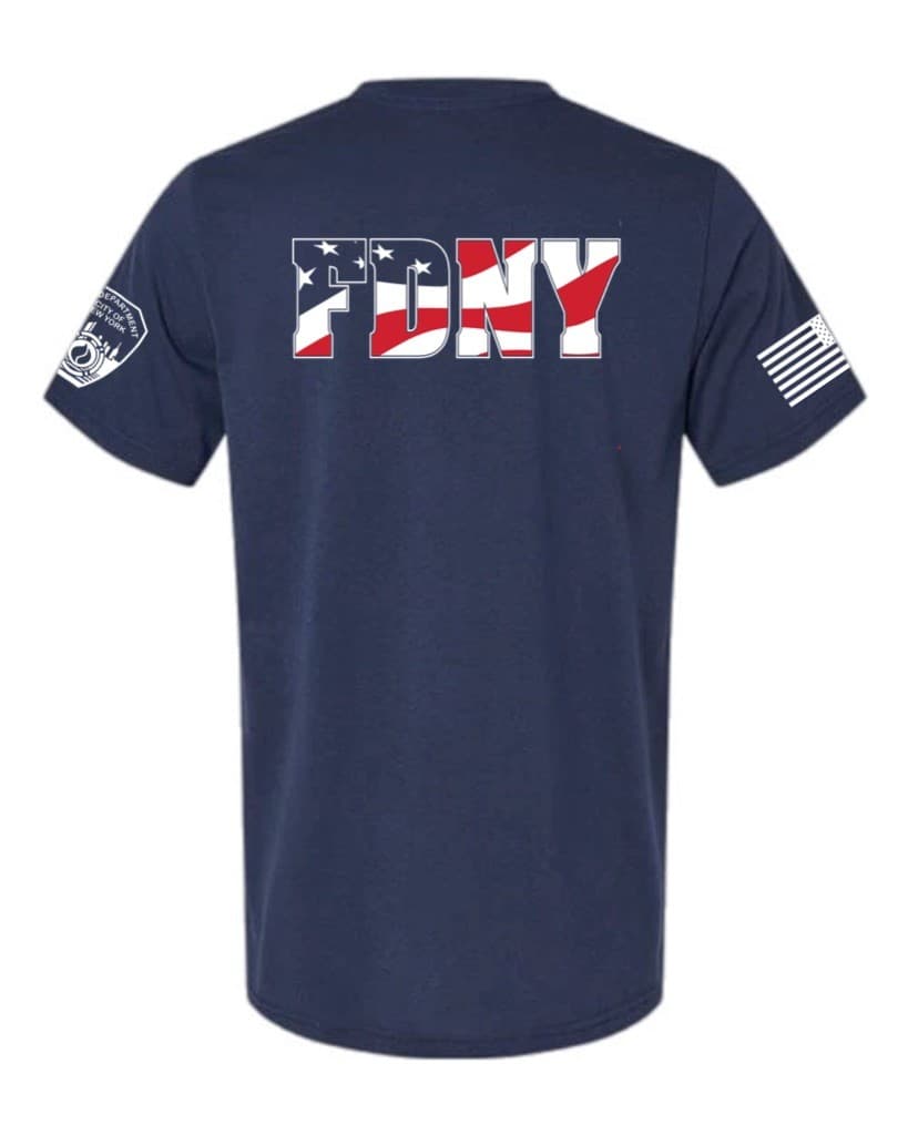 L - FDNY Flag Letters - Job Style Variant - Tee Shirt - Red White & Blue