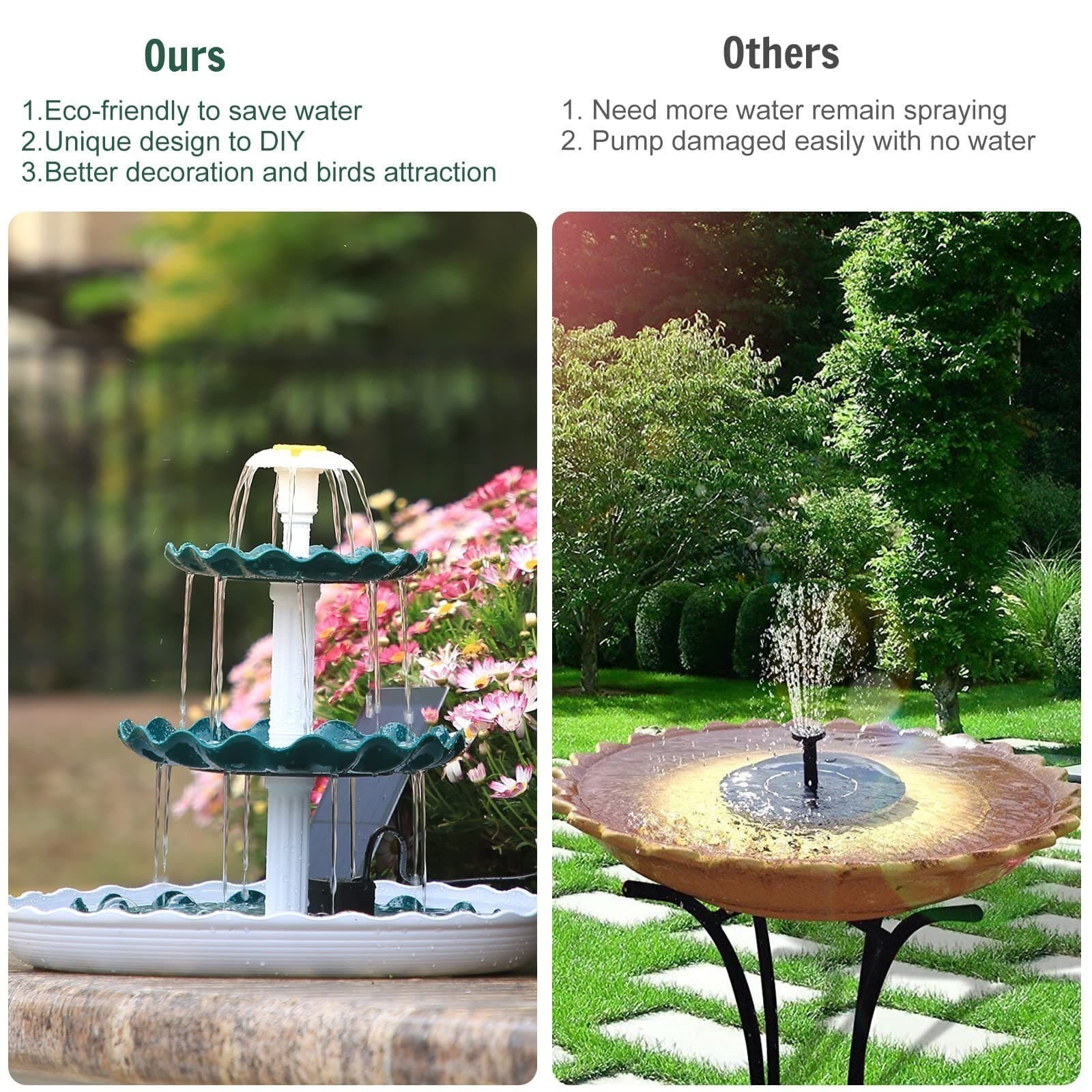 Solar Pump 3.5W With 3 Tiered Bird Bath, Solar Fountain and Suitable DIY Decor 6