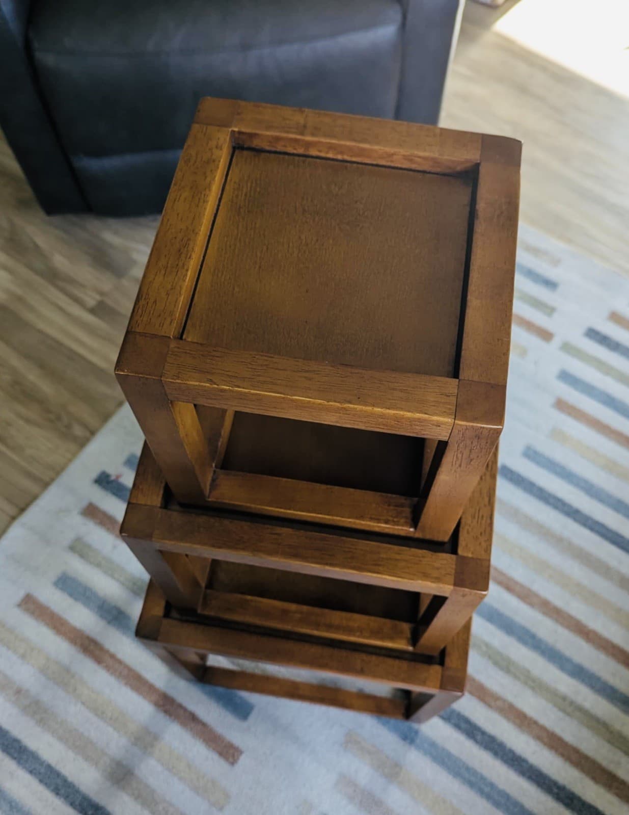 3 Geometric MCM Cube Minimalist Danish Style Nesting Stacking Cubist Tables Wood 3