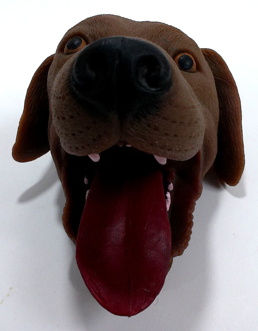 Stretchy Dog Schylling Rubber Black Brown Lab High Quality Hand Puppet 4