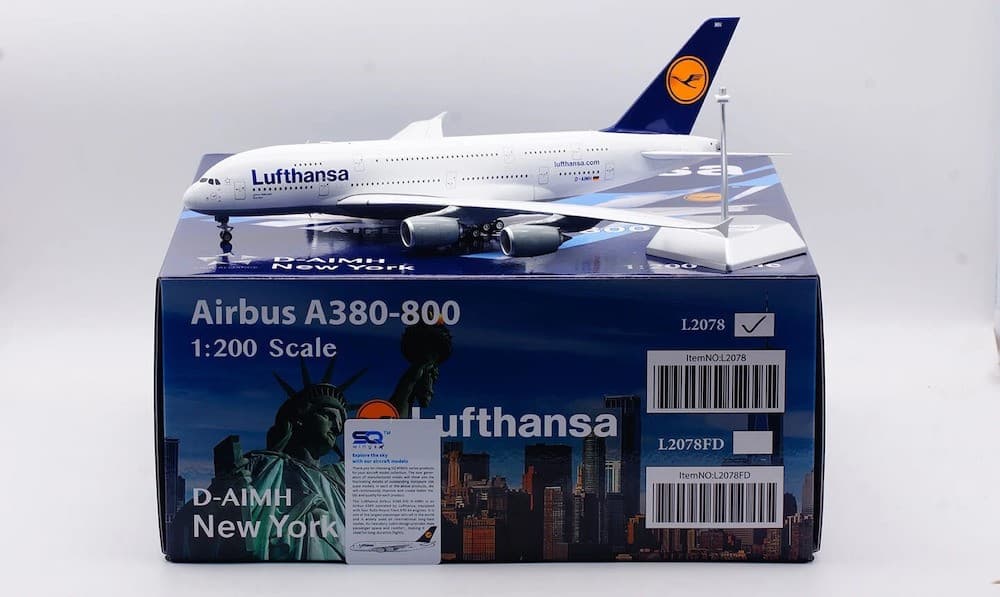 SQ Wings L2078 Lufthansa Airbus A380-800 New York D-AIMH Diecast 1/200 Jet Model