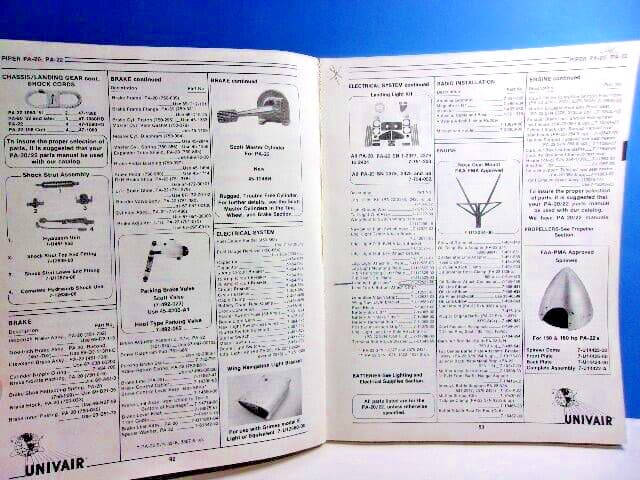 Classic Aircraft Parts & Supplies Catalog Cessna Piper Stinson & More Univair 6