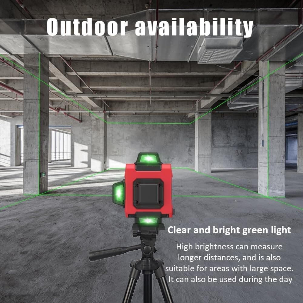 Green Laser Level,4D 16 Lines, 360 Self Leveling w/ Magnetic Bracket,2 Batteries 4