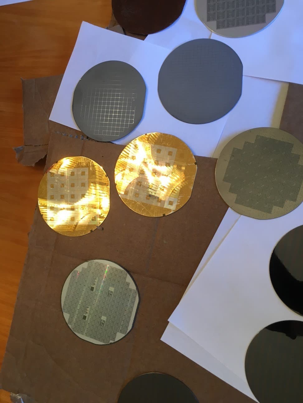 4" Golden Xerox Printer Silicon Wafer 1980s One of a Kind Vintage CPU Chip 5