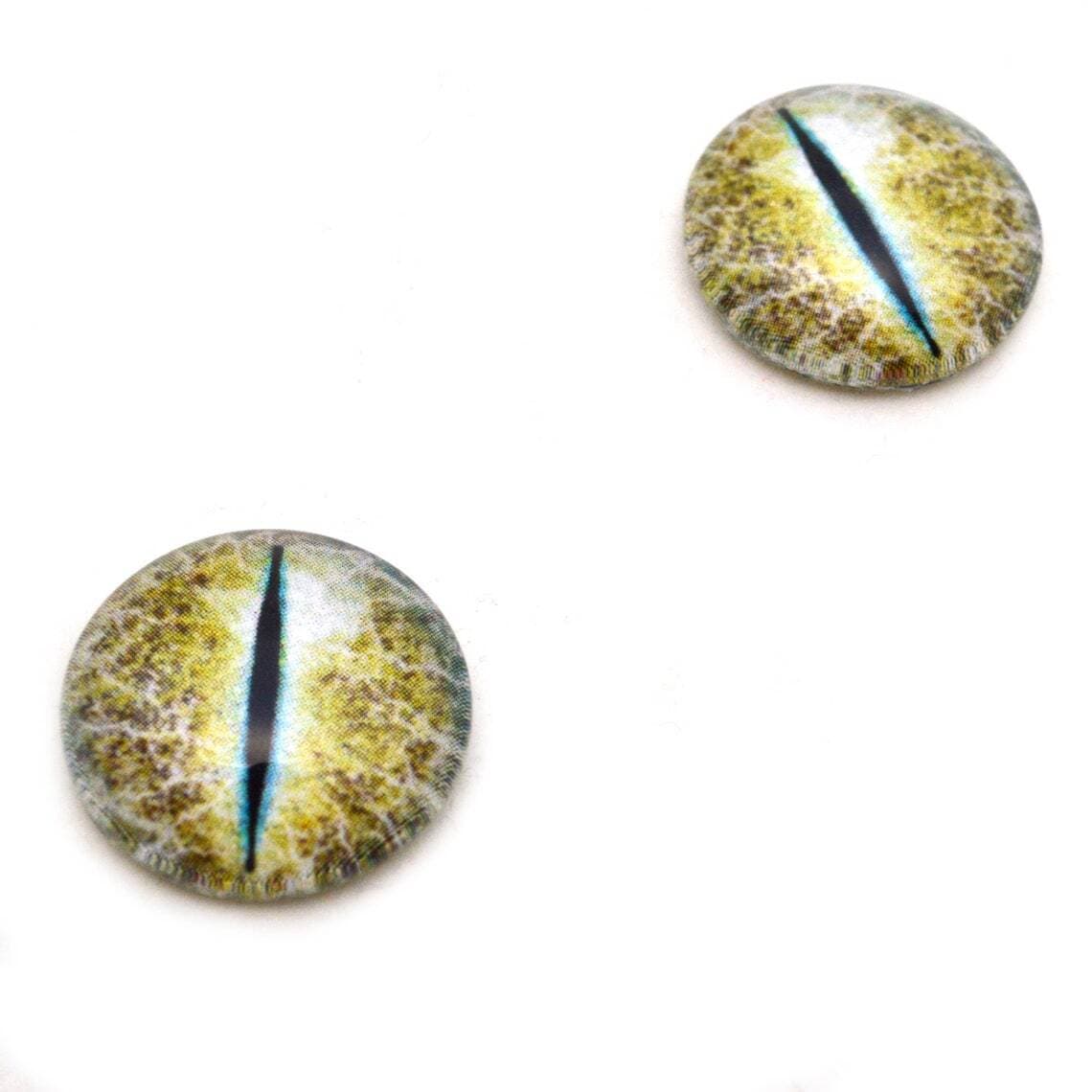 Yellow and Blue Crackling Dragon Fantasy Taxidermy Glass Eye Cabochons 3