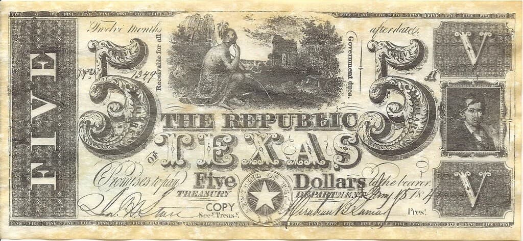 The Republic of Texas Currency Set 1838-1841 - Banknotes - Redback Currency 6