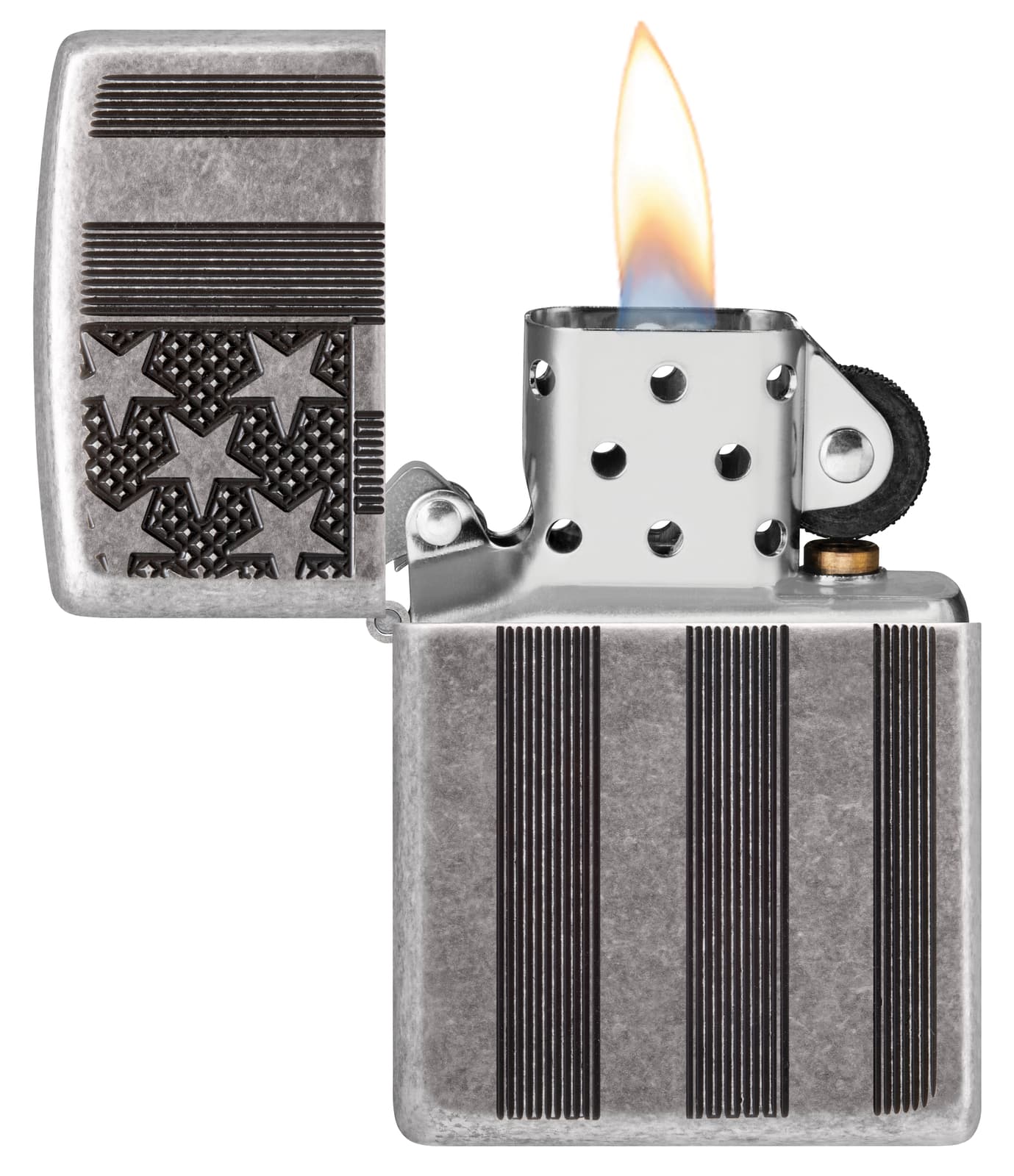 Zippo Armor Antique Silver Flag Windproof Pocket Lighter, 28974 3