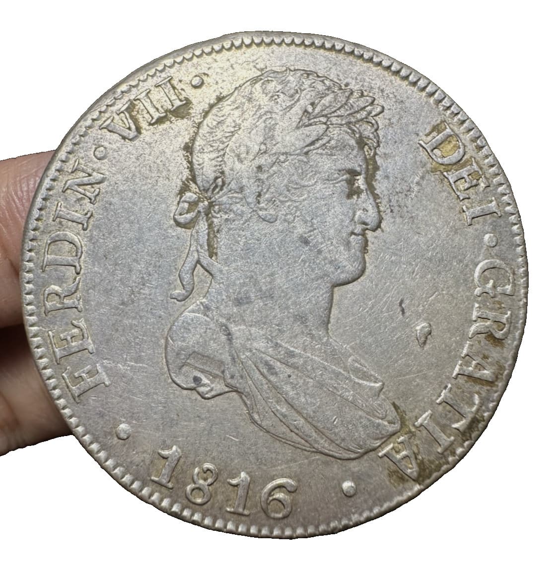 8 Reales 1816 Spanish Colonoial Silver LIMAE, PERU, Ferdin VII, ME, JP 5