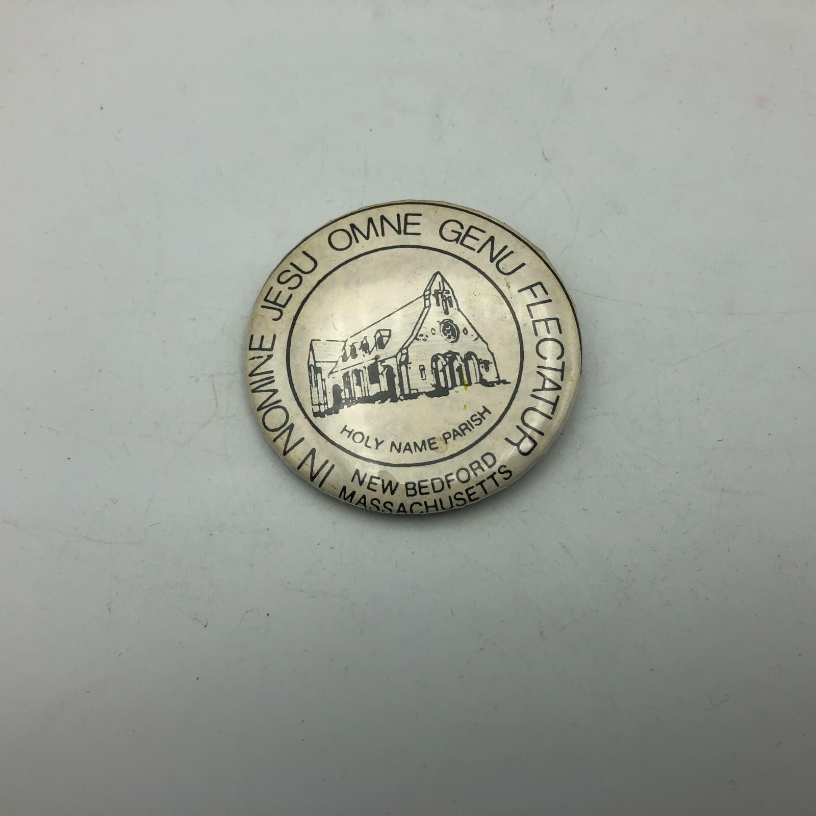 Holy Name Parish Pinback New Bedford MASS 2-1/4" Button Pin Badge Vintage 3