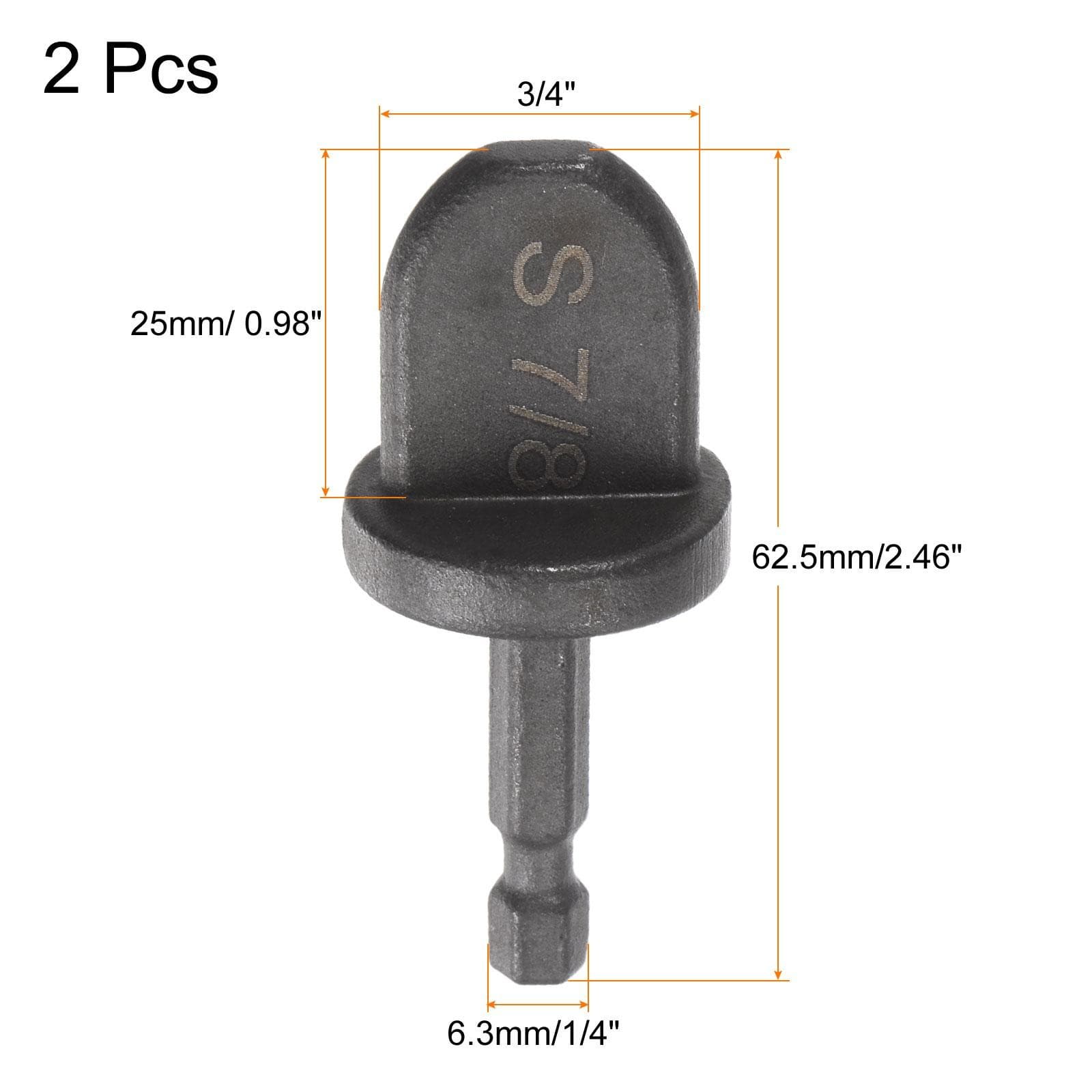 7/8" Swaging Tool Drill 1/4" Hex Handle for Copper Aluminum Pipe 2Pcs 2