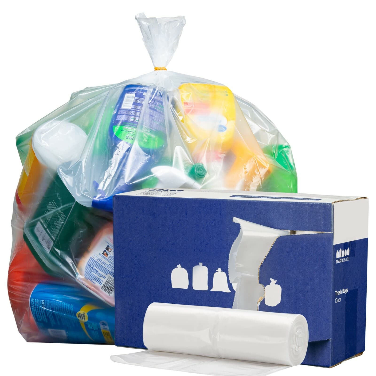 Plasticplace 40-45 Gallon Trash Bags - Clear, Case of 100 Garbage Bags 2