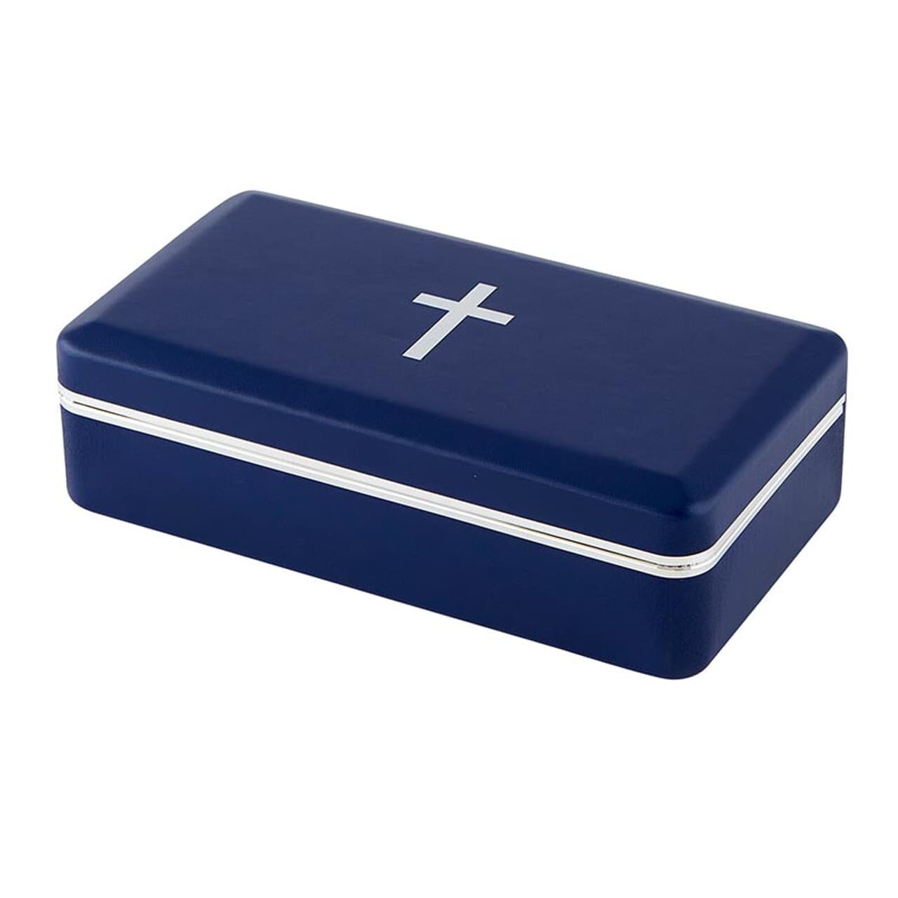 Portable Communion Set Stainless Steel Silver Tone Stamped Cross 8 Inch x 4 Inch 2