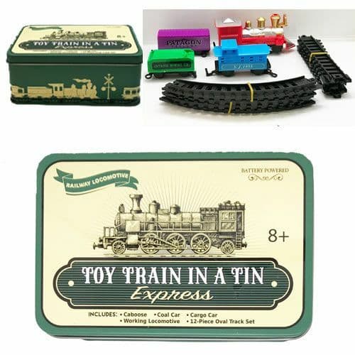 Toy Train In A Tin Express Works Battery Operated Track Railway Locomotive  3