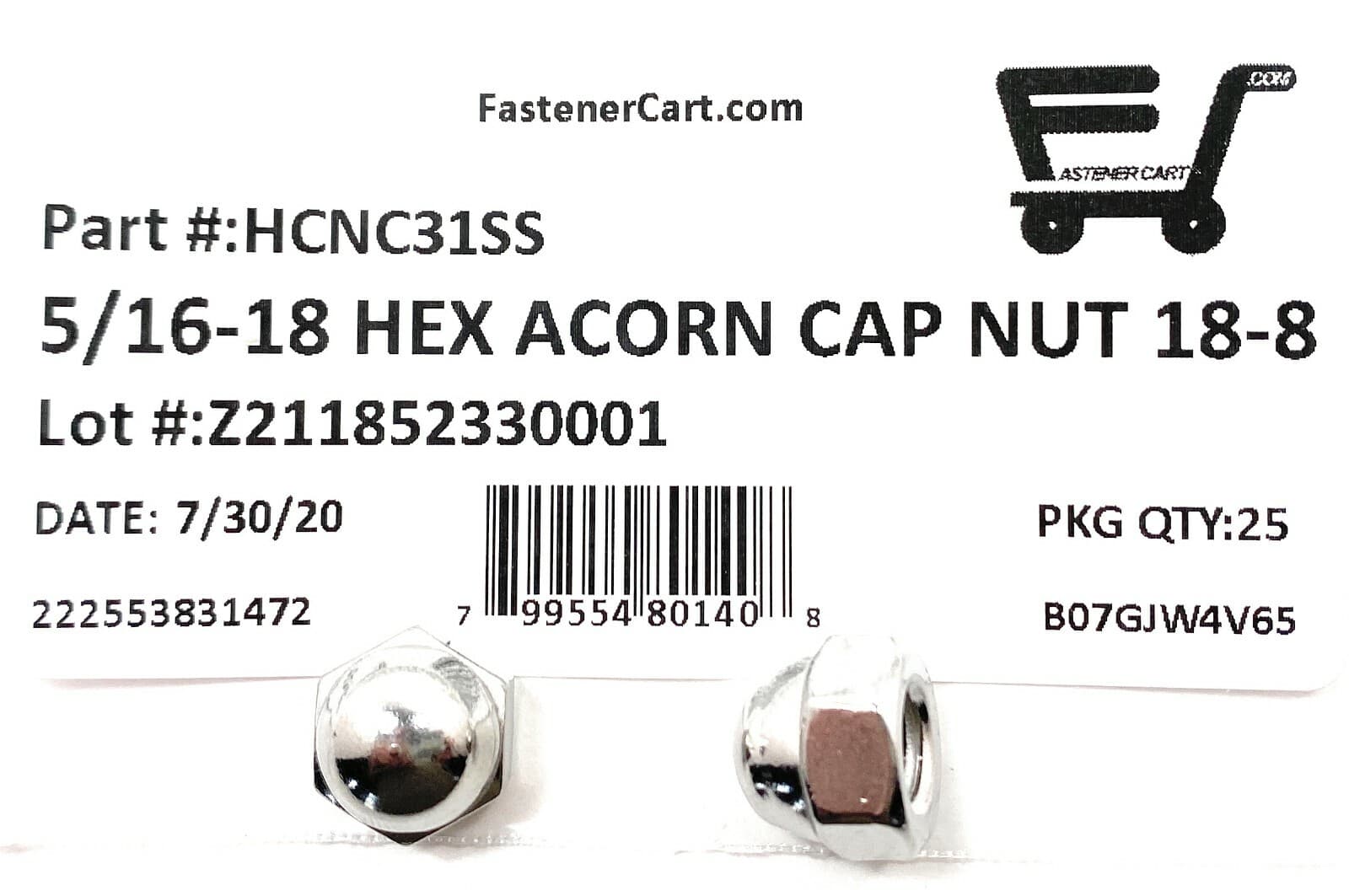 (25) 5/16-18 Stainless Steel Hex Acorn Cap Nuts (25 Pieces) 2