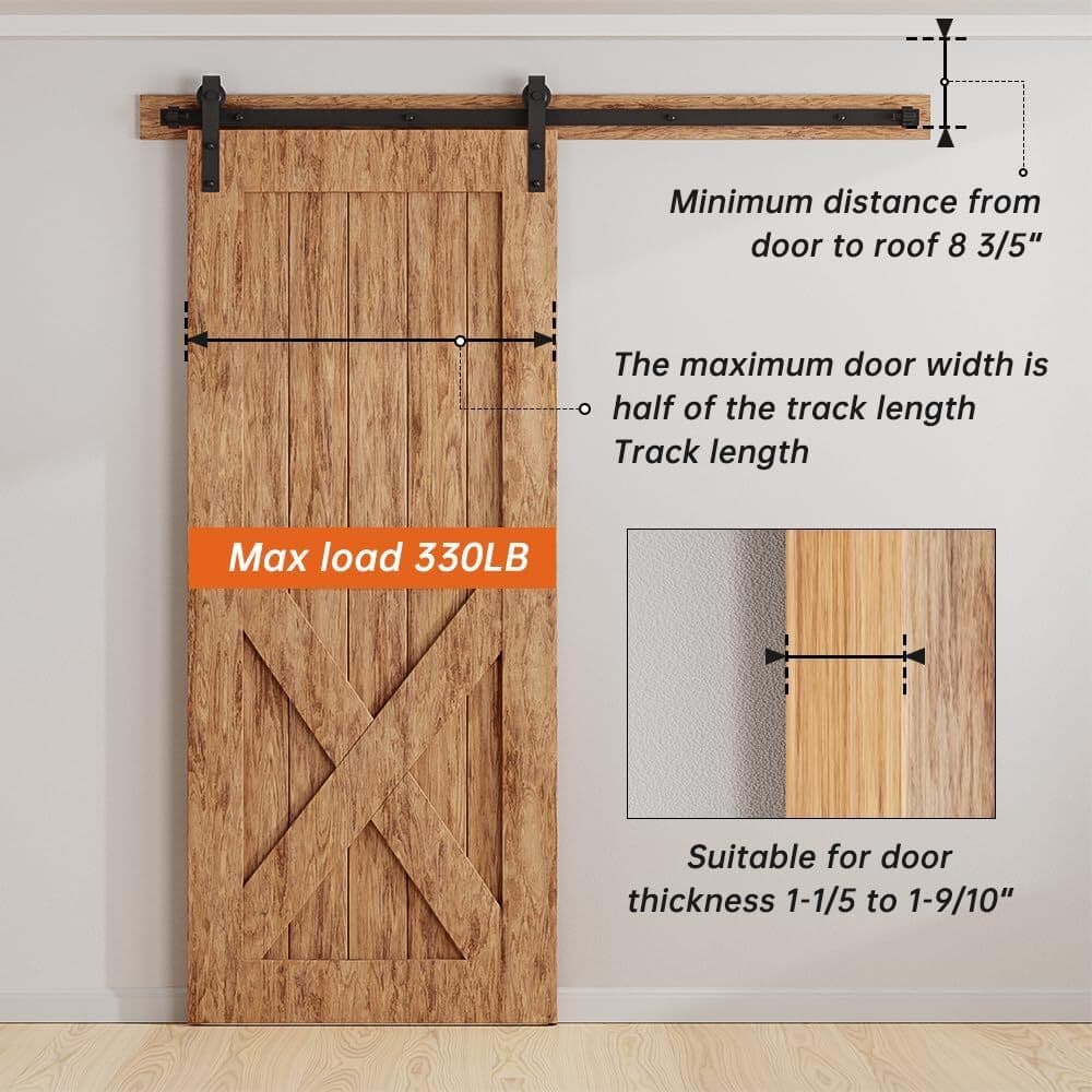 6.6FT Heavy Duty Sliding Barn Door Hardware Track Kit for One 36"-40" Wide Door 4