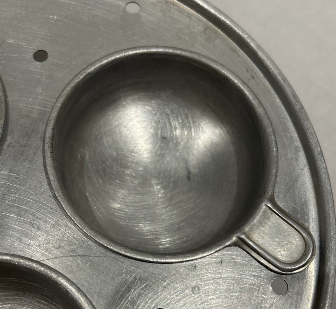 Vintage Aluminum  3 Egg Poacher Insert, 7.25” Diameter 4