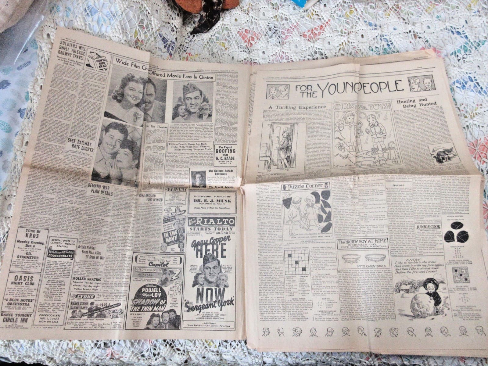 Newspaper WW2 Clinton Hearald Iowa 12/6/1941 "JAPS HOSTILE " PRE-PEARL HAROR 3