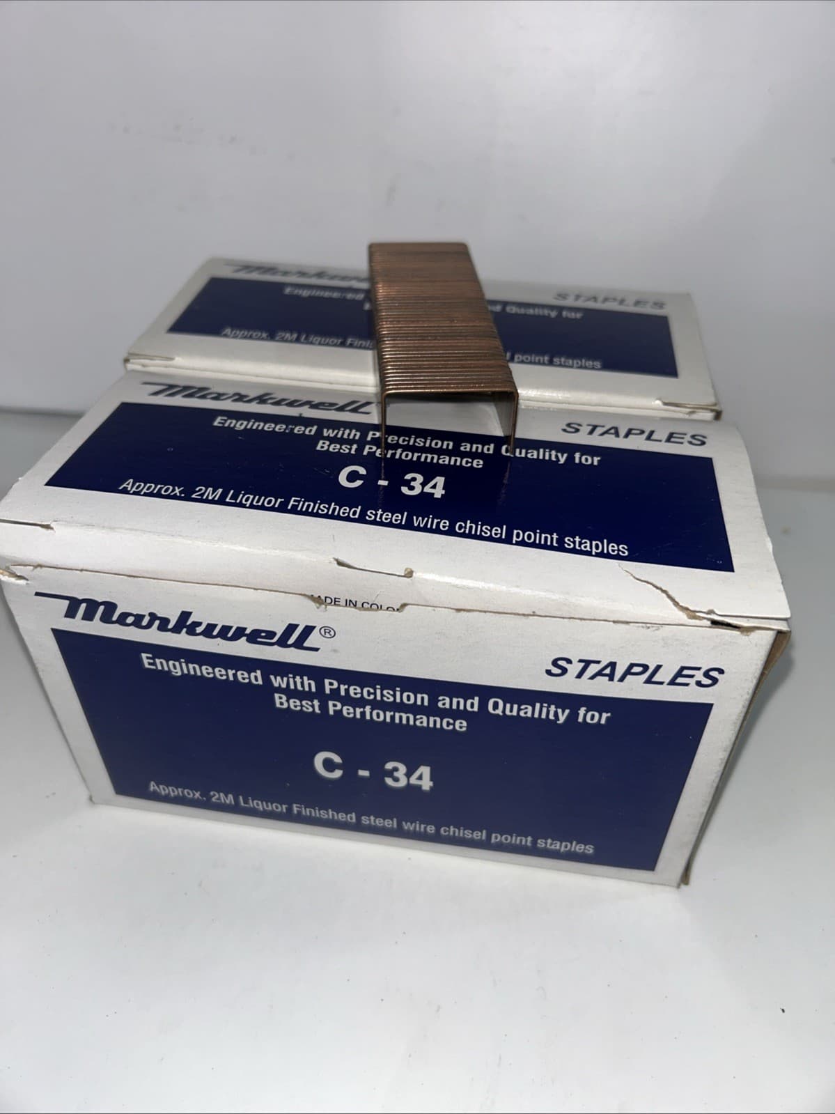 (2) Boxes Markwell C-34 Staples 2M Liquor Finished Steel Wire Point Staples 2