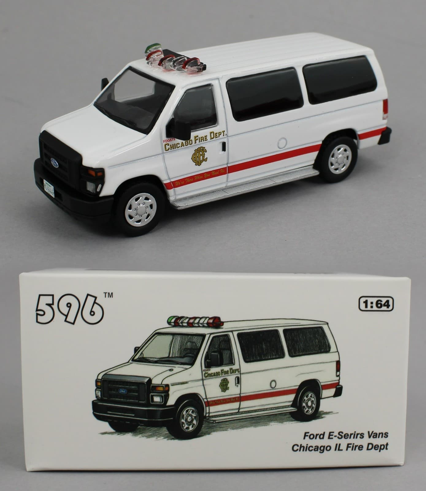 1:64 *596 DIECAST* Chicago, IL FIRE DEPTARTMENT Ford E350 E-Series Van *NIB*