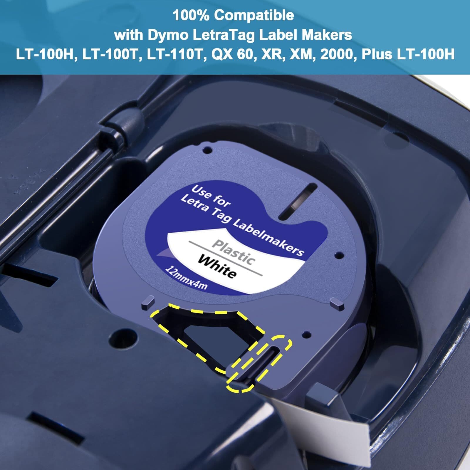 5PK Dymo Letratag Refill 91331 91330 White Plastic Label Tape 12mm LT-100H 1/2" 5