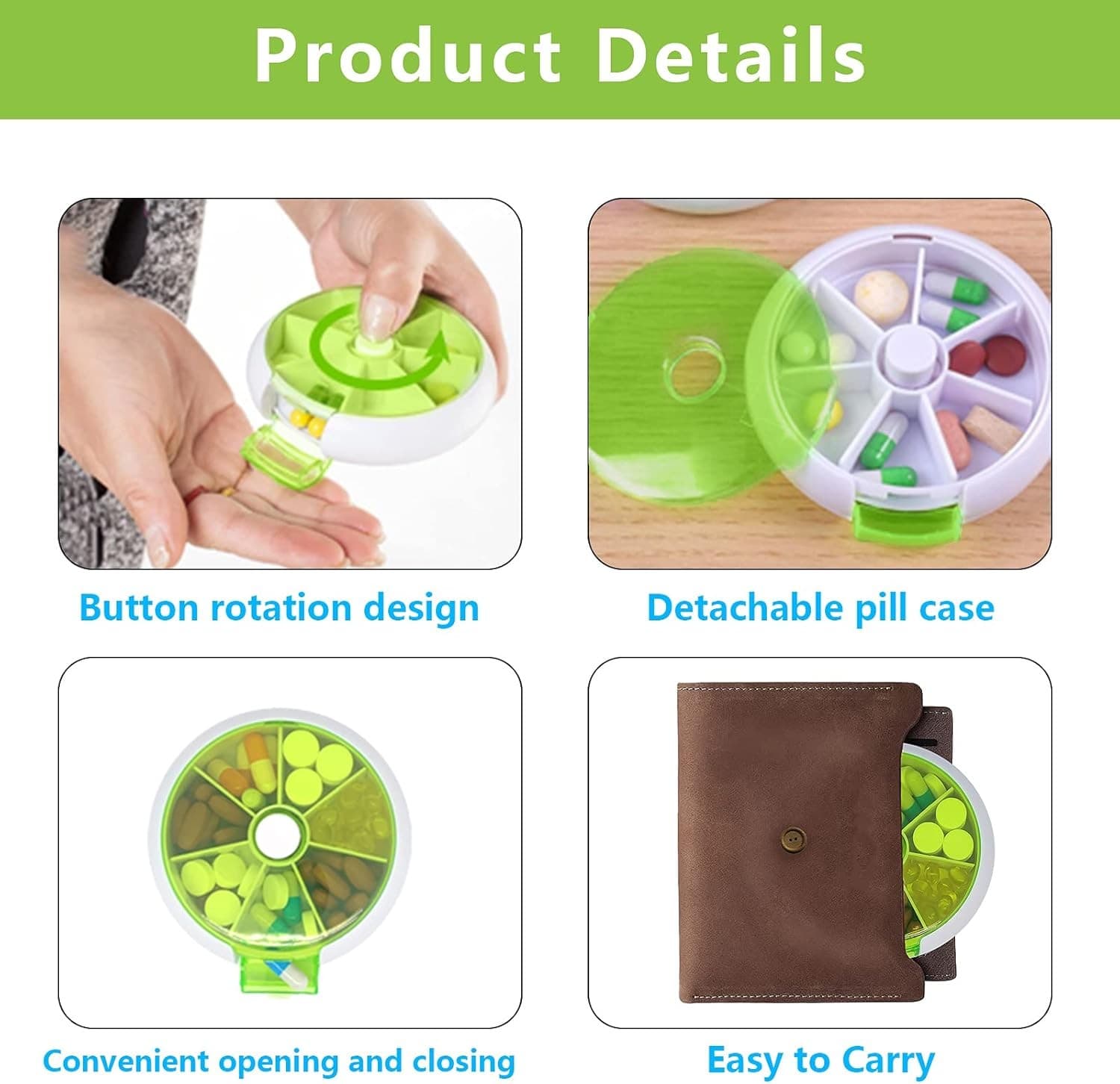 Pill Organizer Weekly 3PCS,INVODA Case 7 Day 3 Times Medicine 3 Group  5