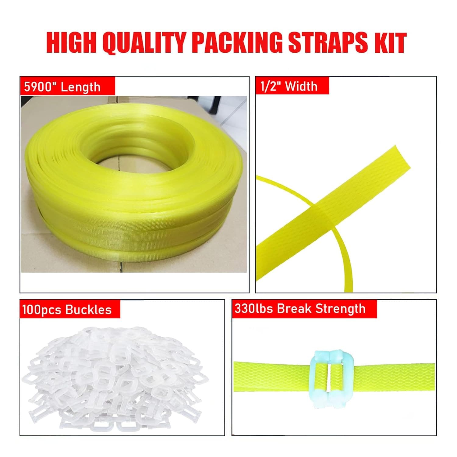 Banding Strapping Kit, Packaging Strapping Tool, with 5900" Length Poly Strappin 4