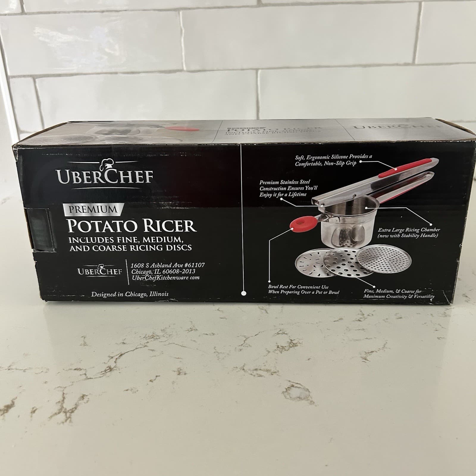 UberChef Potato Ricer Set 3 Ricing Discs Fine Medium Coarse Stainless Steel NEW 4